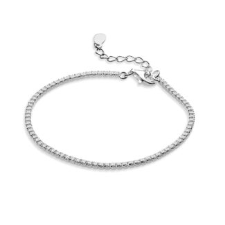Sterling silver round white CZ tennis bracelet with extension - Anti Tarnish Technology  15 + 4cm (CZ: 1.5cm)