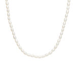 Freshwater rice pearl short necklace with sterling silver clasp and extension 36 + 4cm PEARL SIZE: 3-3.5mm