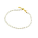Freshwater rice pearl bracelet with sterling silver clasp and extension - 925 Sterling Silver + e-coat (anti-tarnish technology)	17 + 2cm