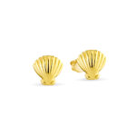 925 Sterling Silver Gold Plated Shell earrings. 8x8 mm