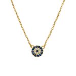 Sterling Silver evil eye necklace with CZ detail 42 + 5CM Pendant 8mm