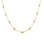 Sterling silver oval bead chain necklace Gold Plated  42 + 3cm