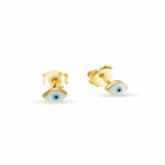 Sterling silver enamel evil eye stud earrings 5X3 mm