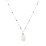Sterling silver fine chain necklace with natural baroque ball pendant