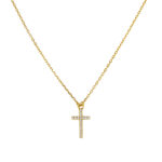 Sterling silver gold plated fine necklace with CZ cross pendant