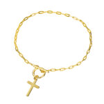 Sterling silver fob chain bracelet with cross 17cm  925 Sterling Silver + e-coat (anti-tarnish technology)