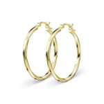 Sterling silver gold plated twist hoop earrings 2mm