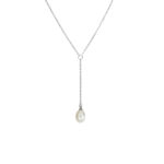 Sterling silver lariat necklace with pearl 40 + 5CM Drop 5cm