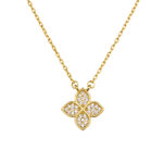 Sterling silver micro pavé flower necklace 42+5cm