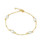 Sterling silver multi pearl and chain bracelet  925 Sterling Silver + e-coat (anti-tarnish technology)	17 + 2cm