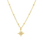 Sterling silver necklace with North Star pendant featuring CZ 42 + 3CM Pendant 10mm