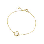 Sterling silver fine flower bracelet with mother of pearl.16.5 + 1.5CM, 	 FLOWER: 10MM, e-coat (anti-tarnish technology) 	 14k Gold Plated