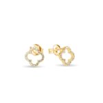 Sterling silver petite CZ flower stud earrings 8mm	 14k Gold Plated e-coat (anti-tarnish technology)